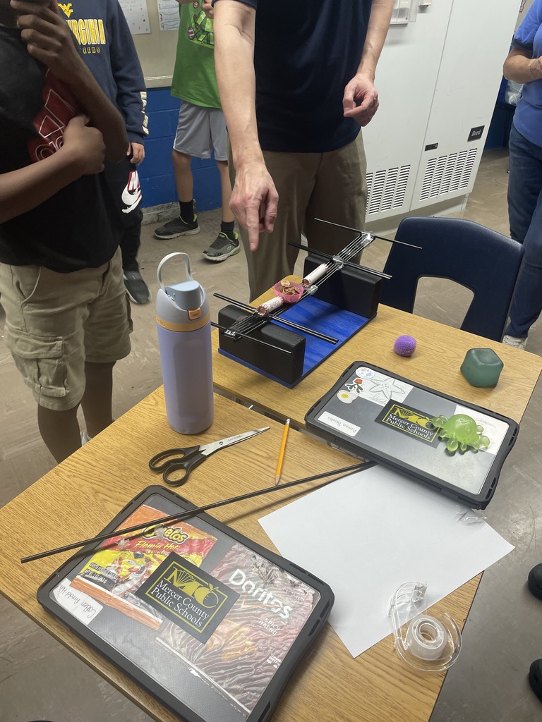 students trying out their bridges