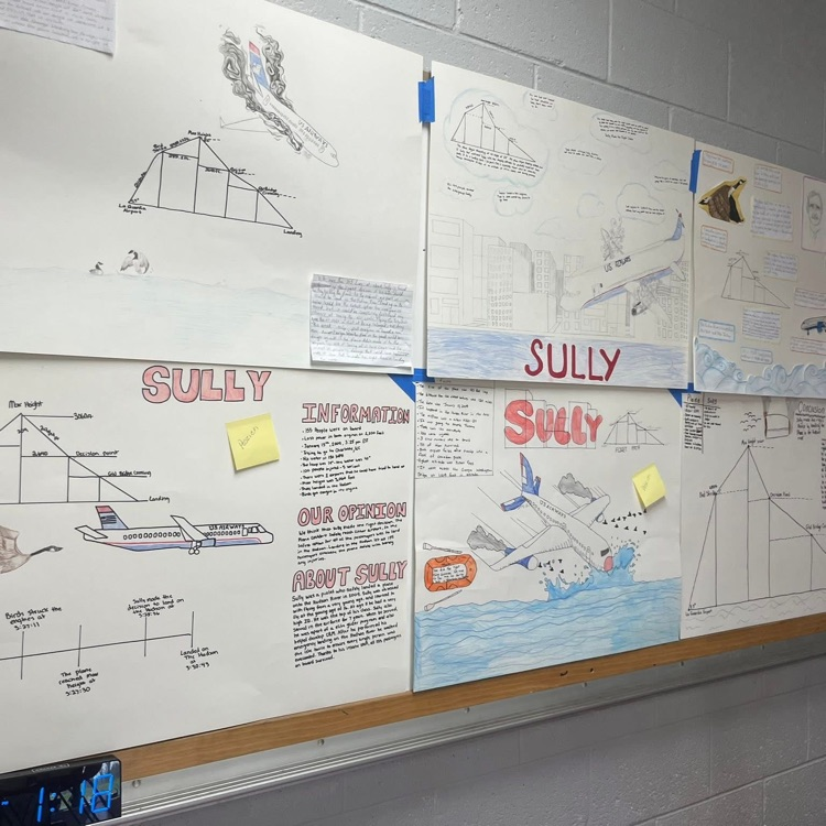 Trigonometry real world lesson at PVHS-student posters showing their work