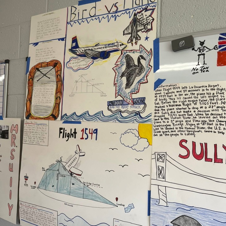 Trigonometry real world lesson at PVHS-student posters showing their work