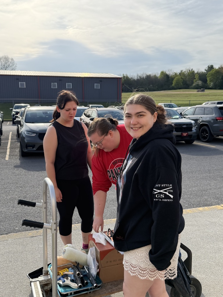 Senior Volunteers preparing to paint on senior service day at PVHS