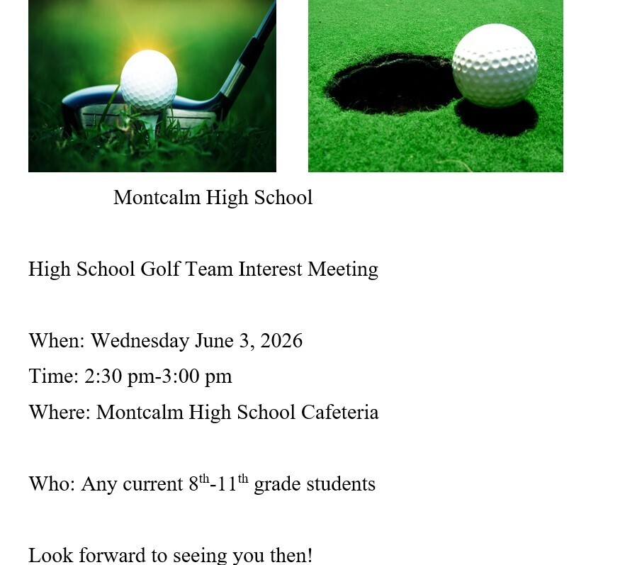 Montcalm High School Golf Interest Meeting-June 3, 2026 at 2:30pm