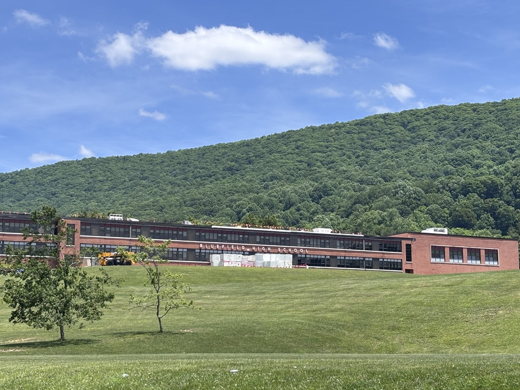 A picture of Bluefield high School getting the roof replace