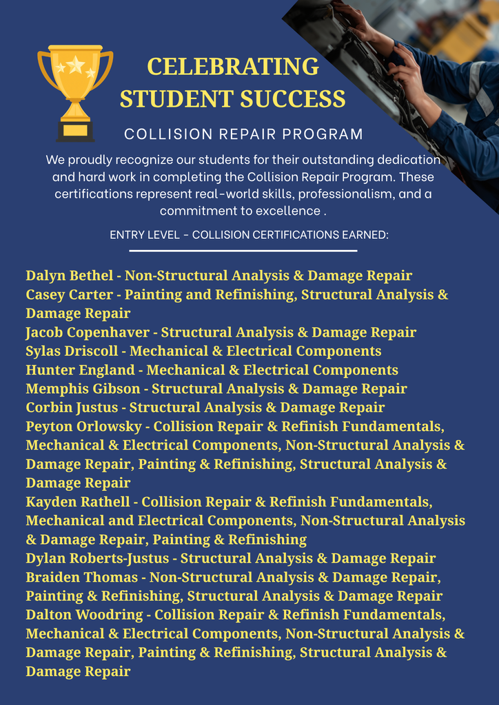 ASE Collision Repair Certifications May 2026