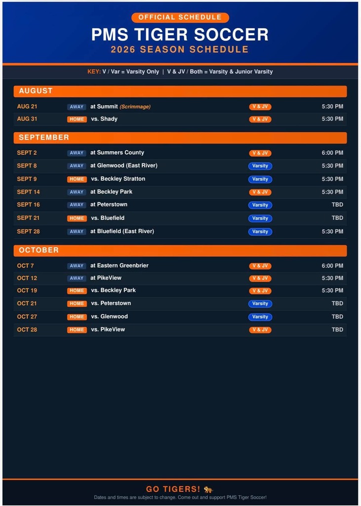 soccer schedule