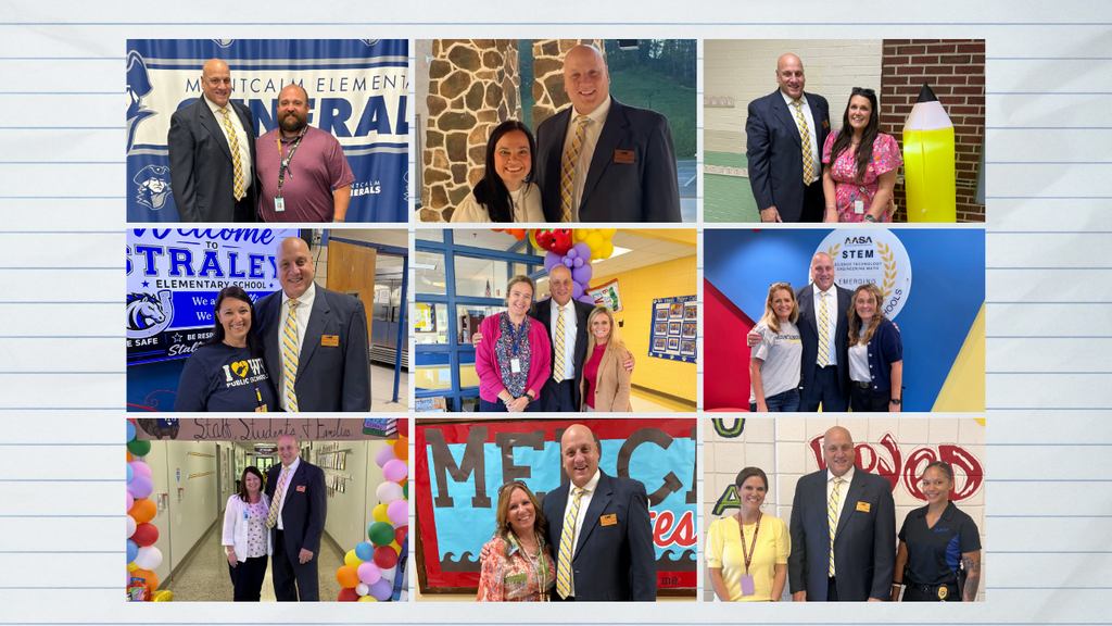Collage of photos showing individuals in formal attire, including ties, posing in various settings. Background includes school decorations.