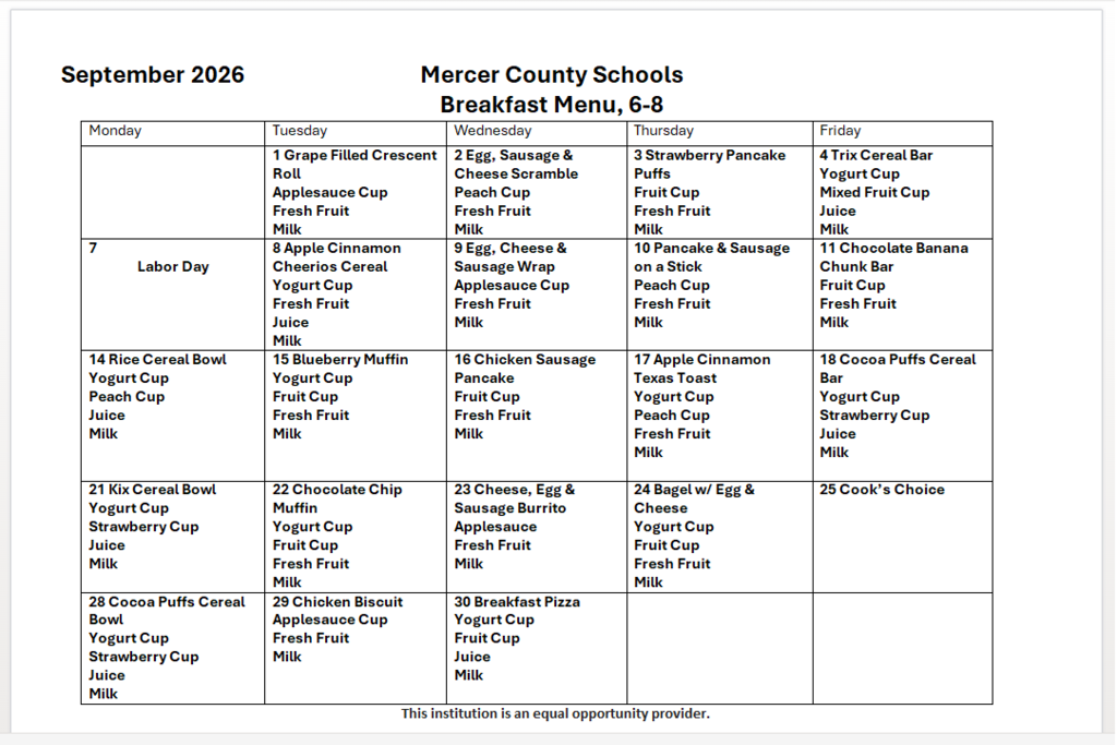 lunch menu