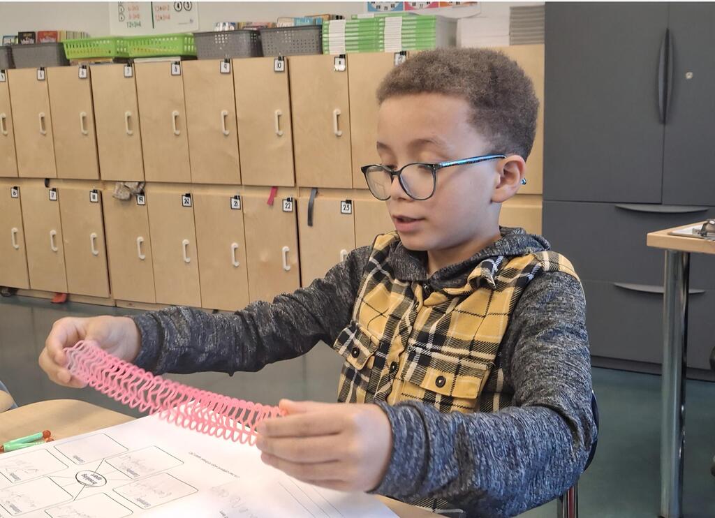 Students in Ms. Thornton's 3rd grade class are using Slinkies to practice breaking apart 3-digit numbers. What a fun way to learn about expanded form!