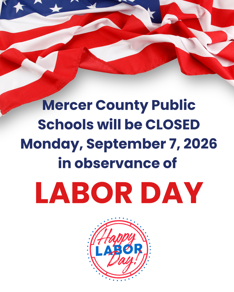 A white background displays a U.S. flag, text about school closure, and a "Happy Labor Day" logo.