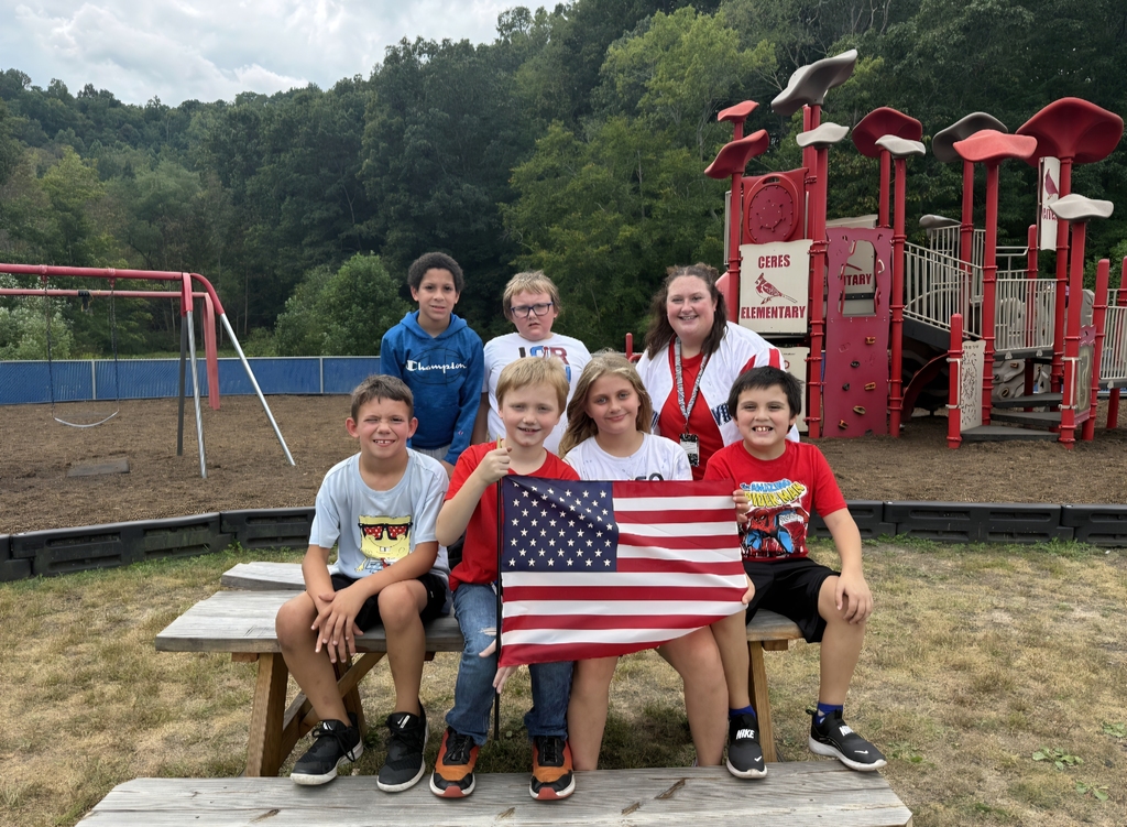 Ms. Thornton and Mrs. Neal's third-graders are wearing red, white, and blue in observance of Patriot Day.