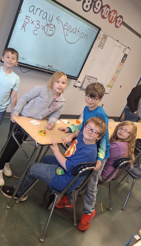 Third graders are putting in the work to be multiplication masters! Building arrays to match multiplication equations brought smiles to these kids' faces today (plus they had a special guest drop by to teach a mini-math lesson as well!)