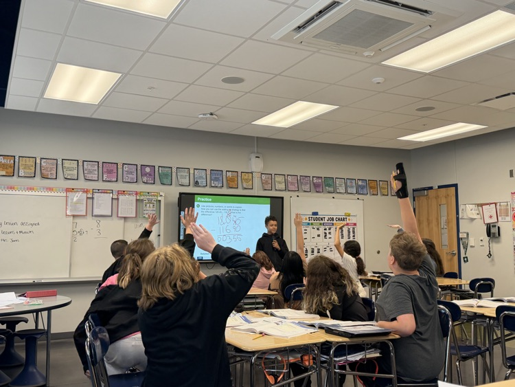 5th grade went from students to teachers today!  With our new audio enhancement student microphones, they took over teaching the math lesson. 🎤