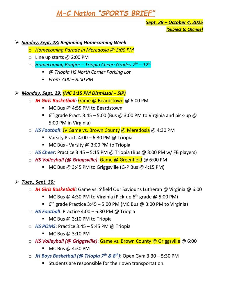 Sports brief
