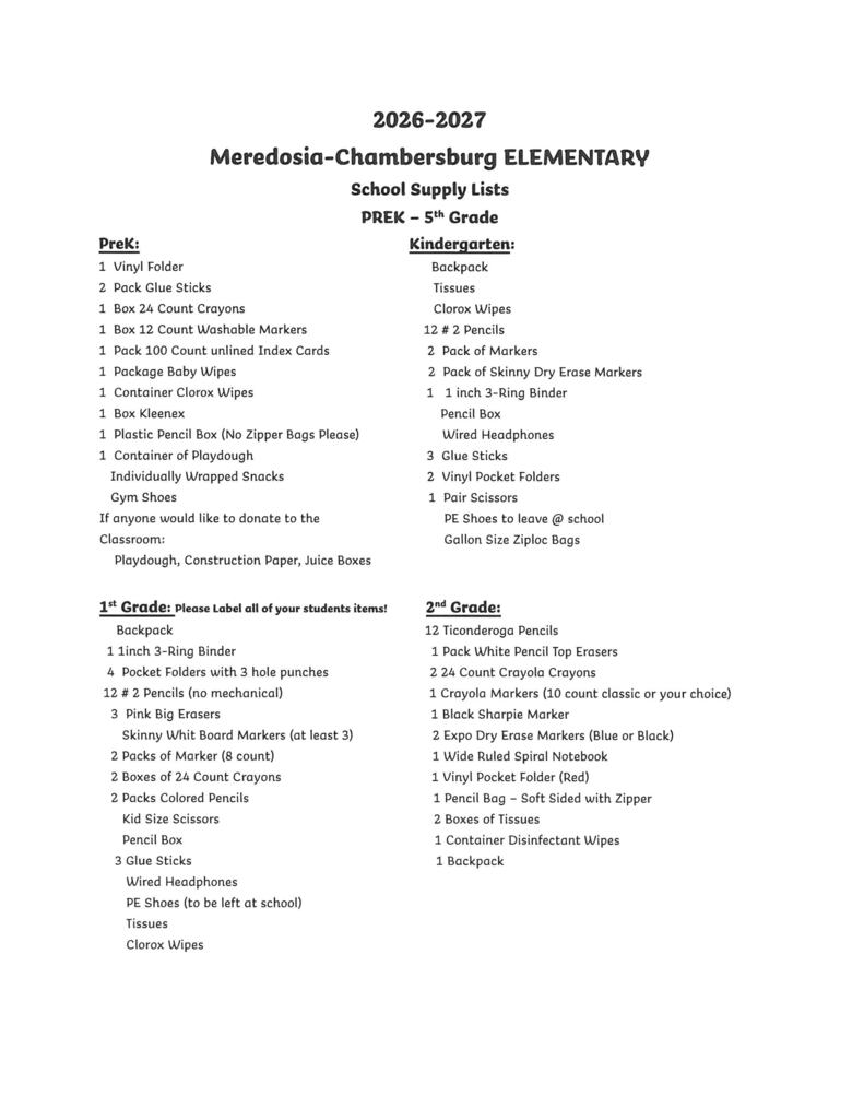 Supply List