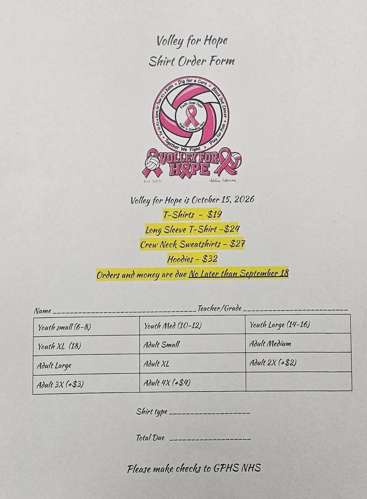 Shirt order form