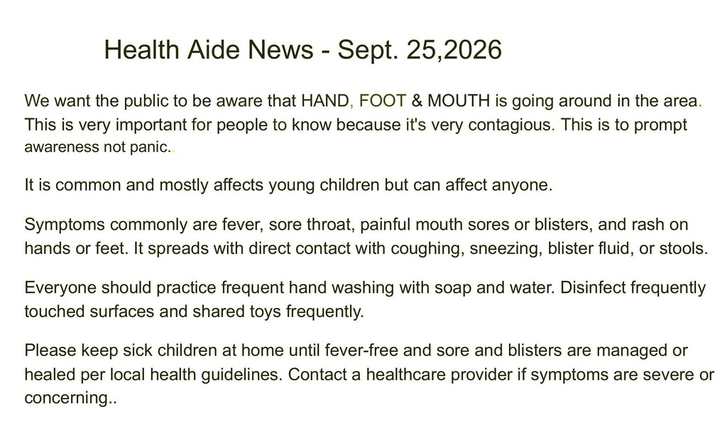 Hand, Foot and Mouth