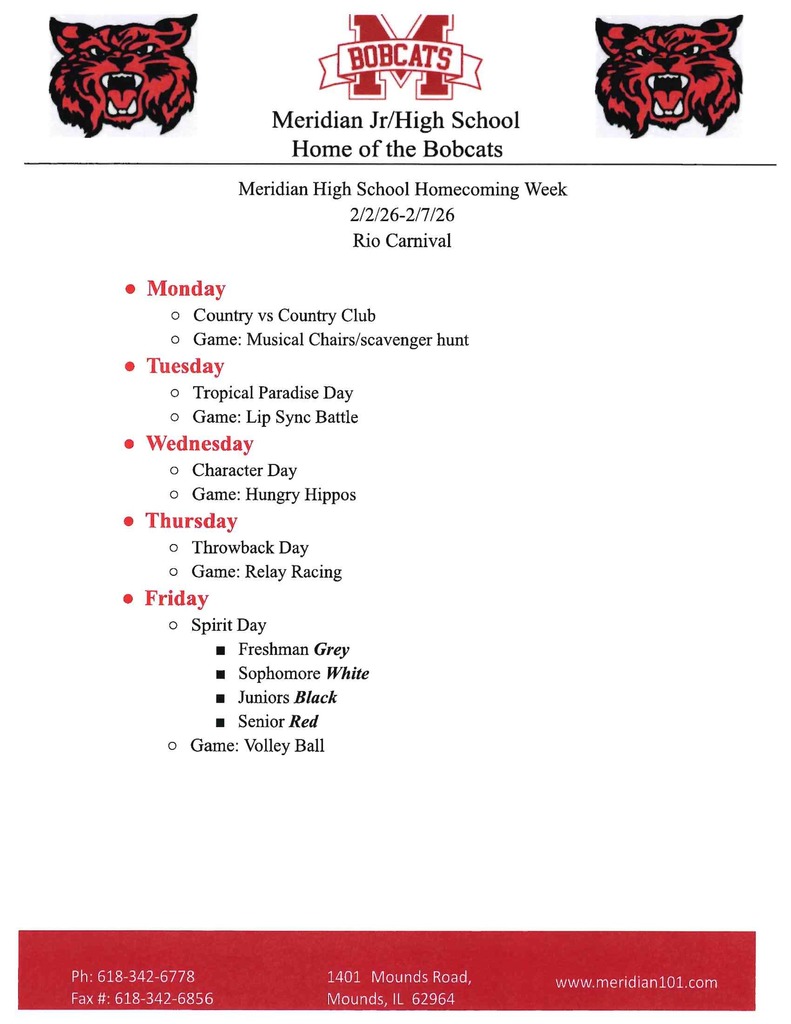 Spirit Week Activities Feb 2-7, 2026