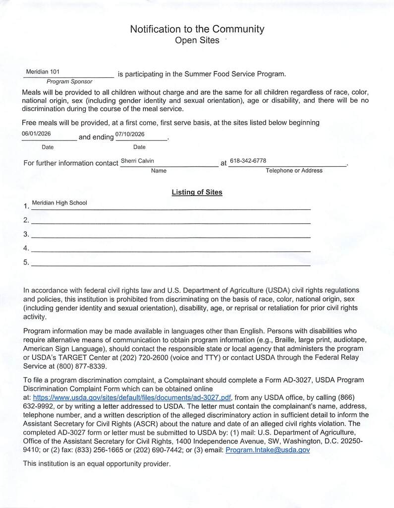 2026 Summer Food Service Program