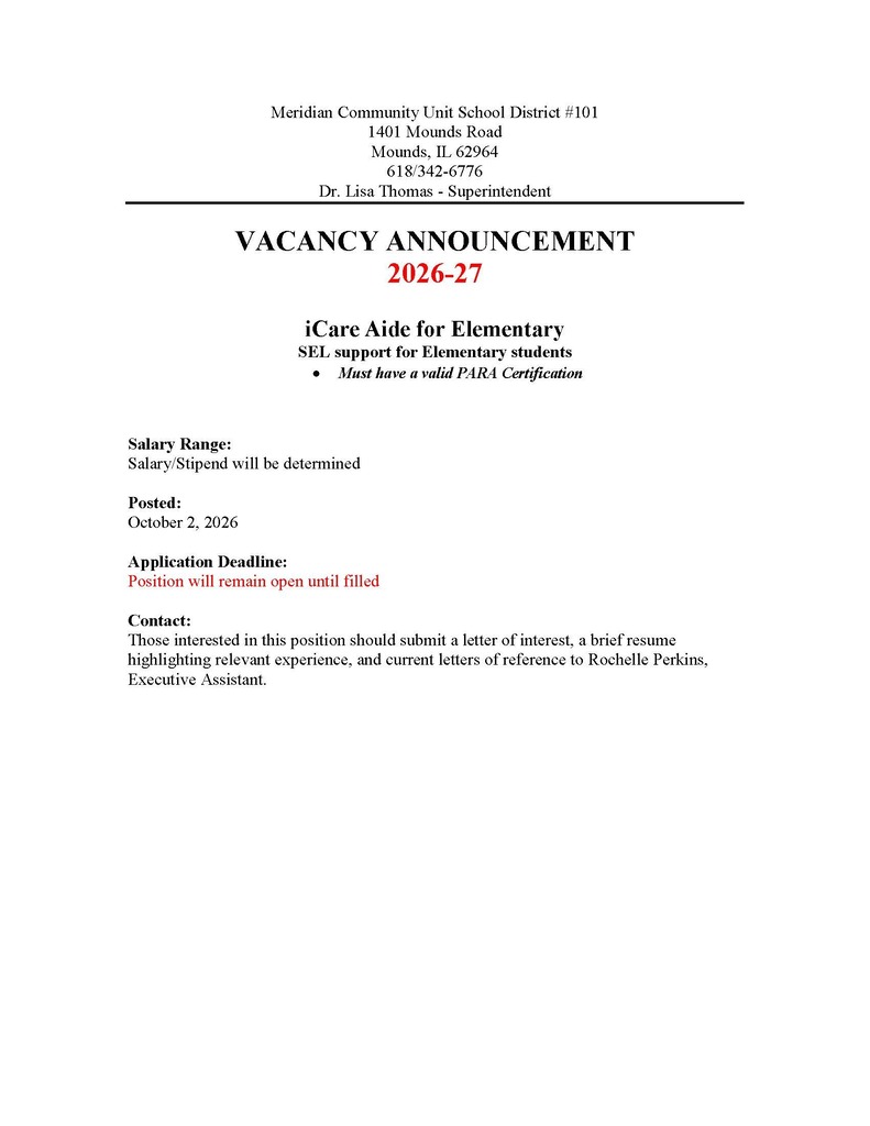 Vacancy Announcement
