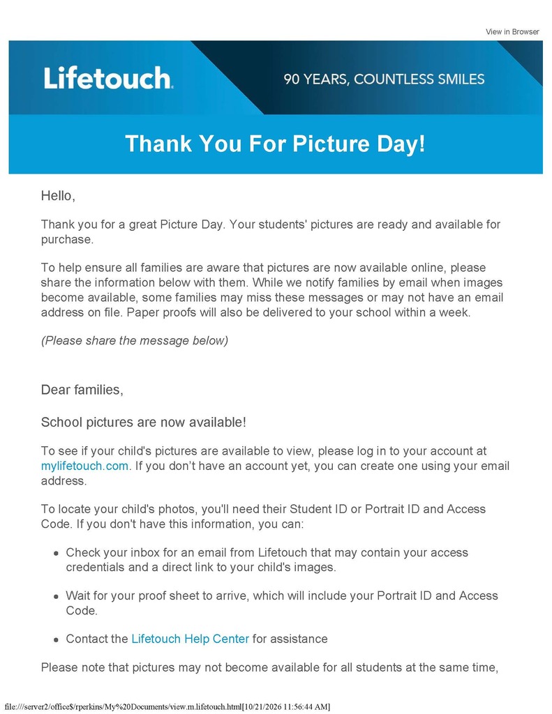 A Message From Lifetouch for Parents