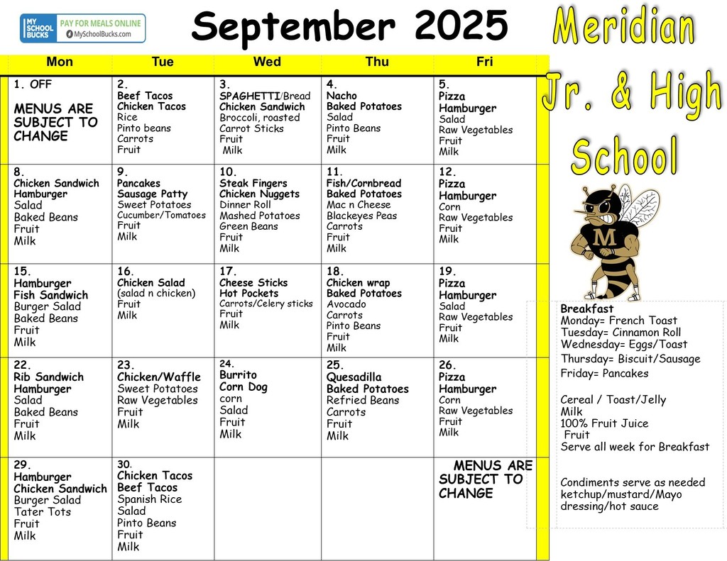 September Menus