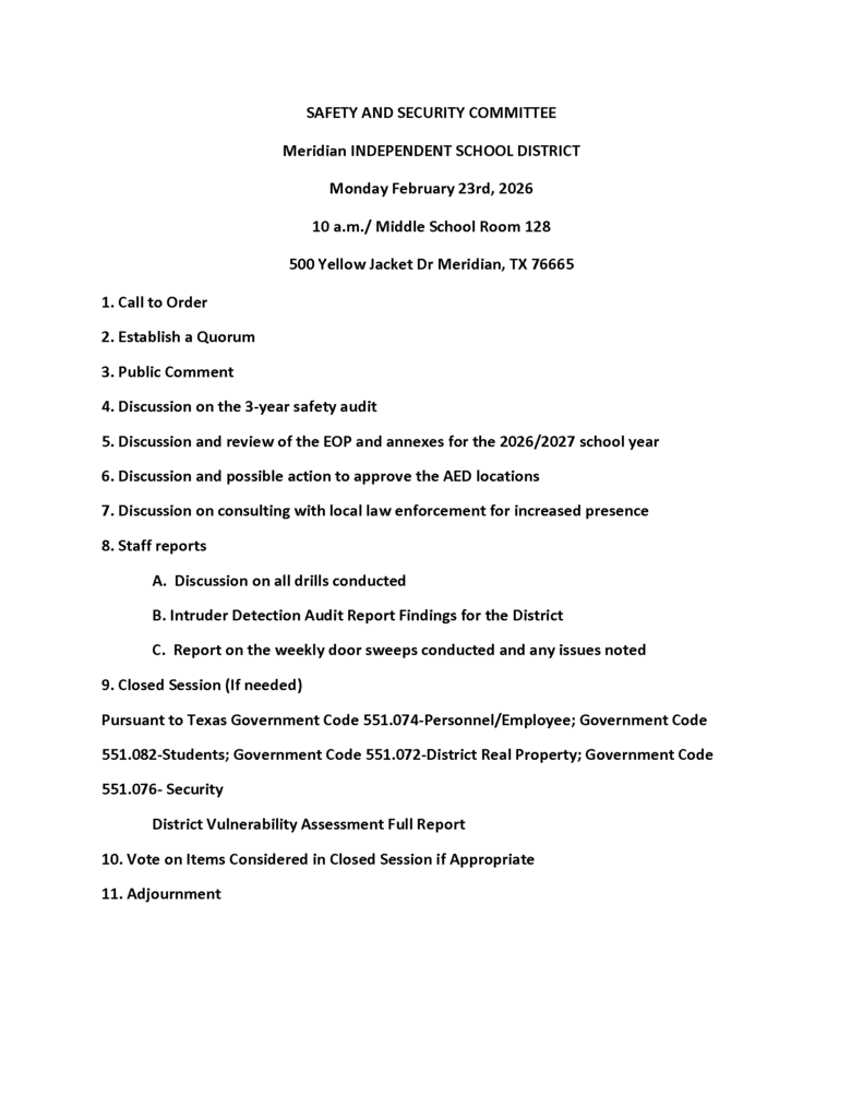 safety & security board meeting