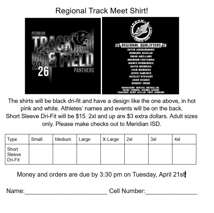 regional track order forms