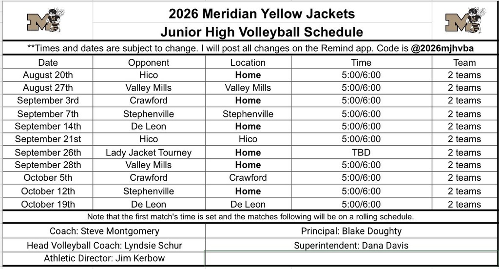 JH Schedule