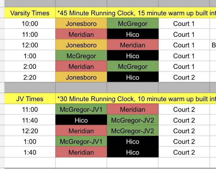 scrimmage schedule