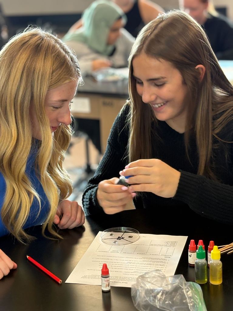 MECHS students identifying blood types.