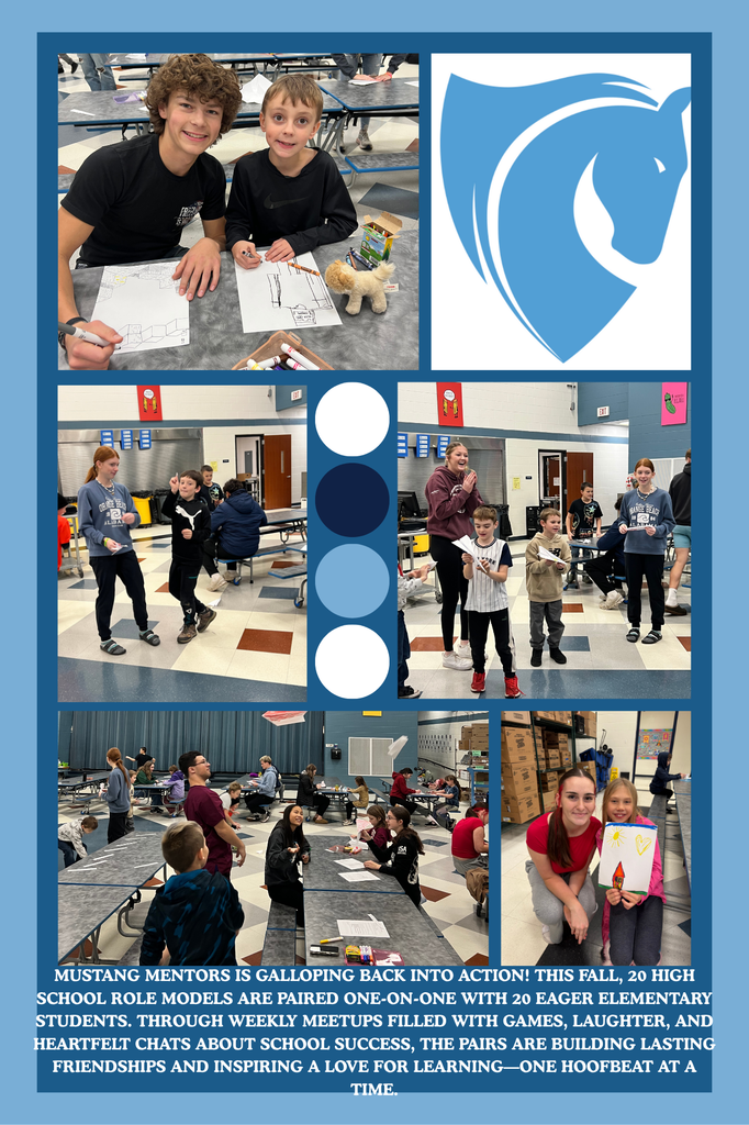 Mustang Mentors is galloping back into action! This fall, 20 high school role models are paired one-on-one with 20 eager elementary students. Through weekly meetups filled with games, laughter, and heartfelt chats about school success, the pairs are building lasting friendships and inspiring a love for learning—one hoofbeat at a time.