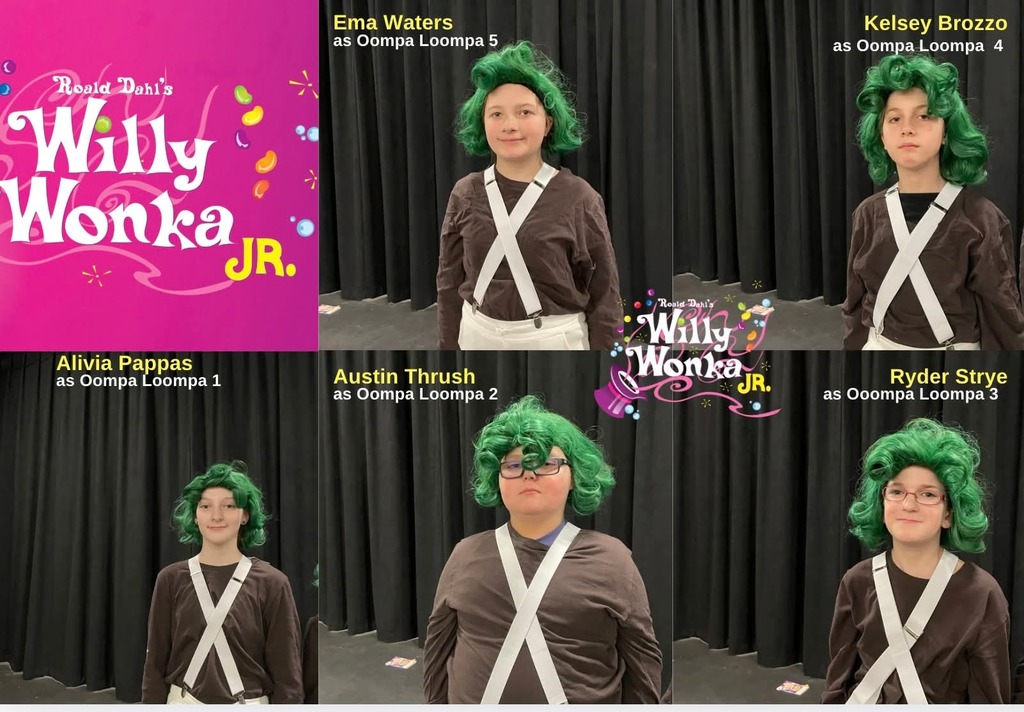 Meet our Oompa Loomas!!  Austin Thrush, Alivia Pappas, Ryder Strye, Kelsey Brozzo and Ema Waters.