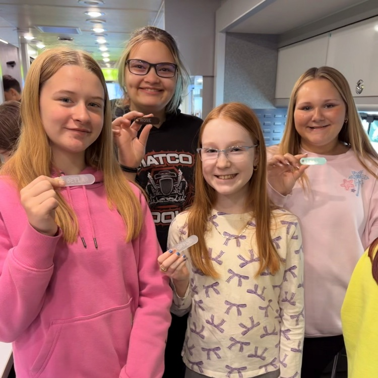 Students created name tags using a CNC machine