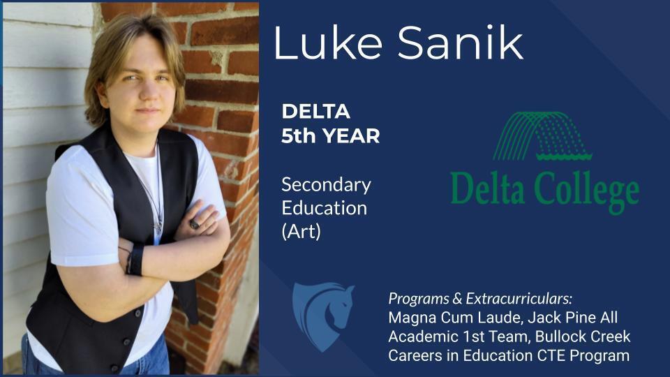 Luke Sanik, Secondary Education (Art), Delta College, etc. 