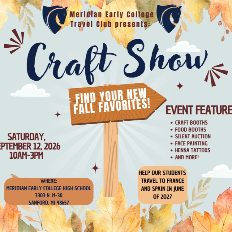 Poster with details for the MECHS Craft Show! Sept. 12th from 10am-3pm.