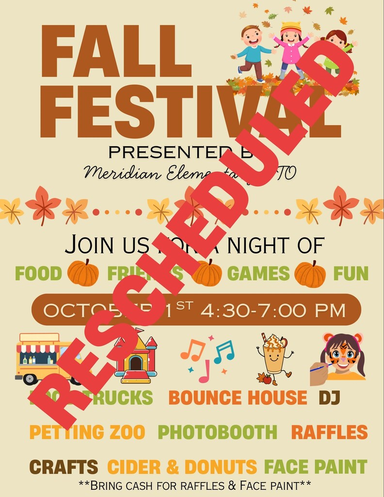 Fall Festival has been rescheduled to October 8th