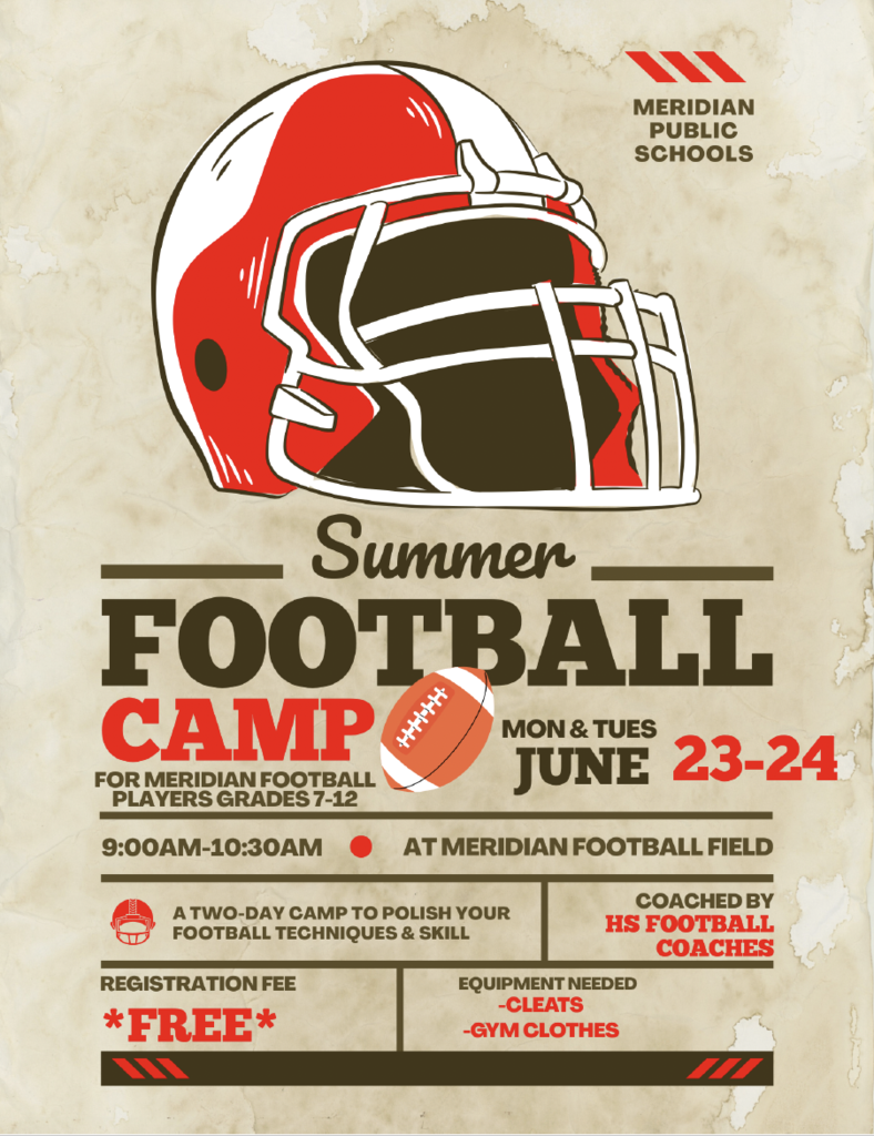 Summer Football Camp June 23-24, 9:00-10:30 am