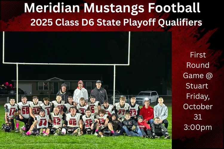 Meridian 2025 Class D6 Football state playoff qualifiers. 