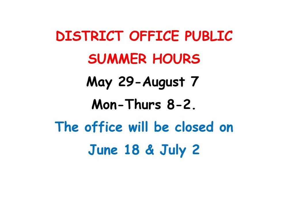 District Office Summer Hours