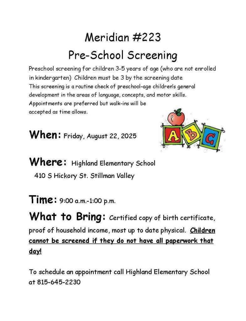Pre-School Screening