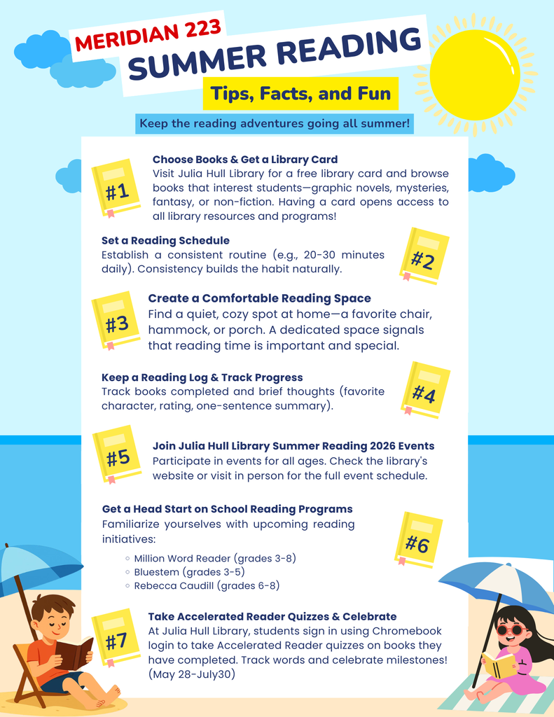 Summer Reading Opportunities from Meridian CUSD 223 Libraries