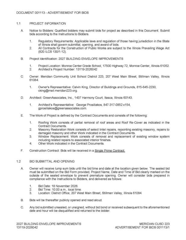 2027 Building Envelope Improvements - Advertisement for Bid Abbreviated