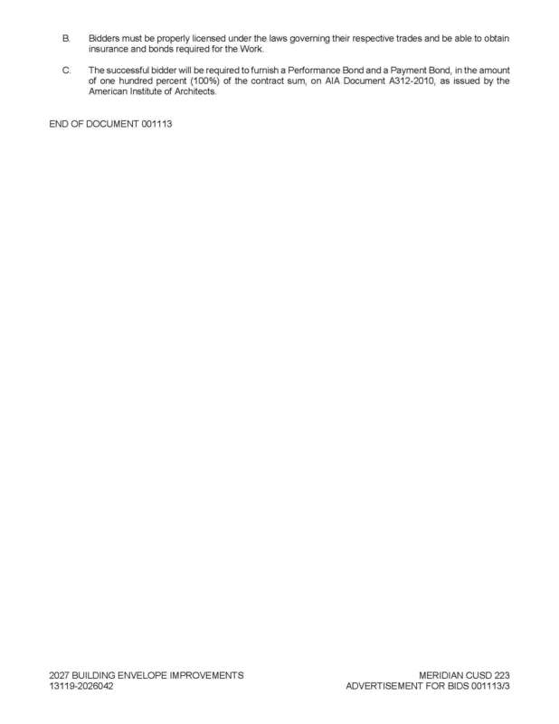 2027 Building Envelope Improvements - Advertisement for Bid Abbreviated