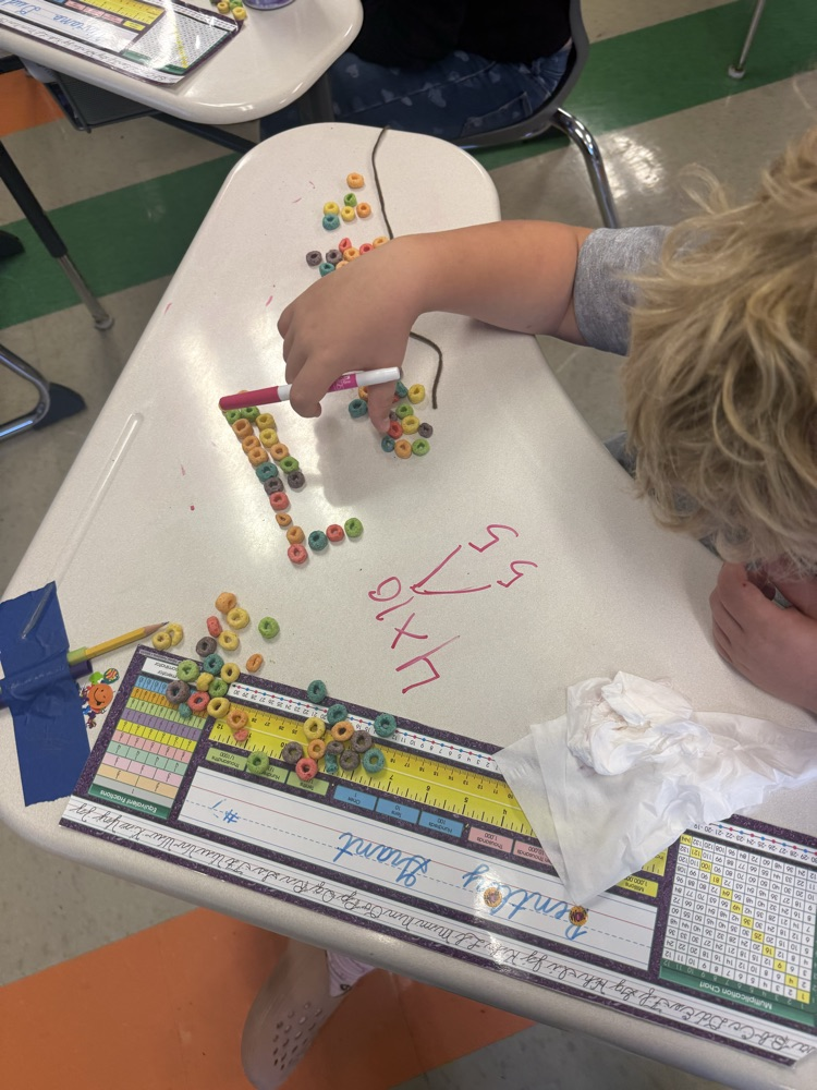 3rd graders are learning about the distributive property of multiplication by making fruit loop arrays!