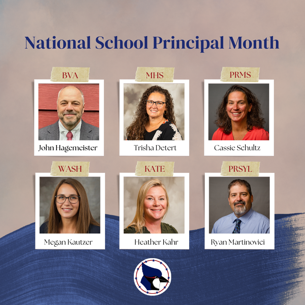 October is National School Principal Month - pictured here are our six principals - John Hagemeister, Trisha Detert, Cassie Schultz, Megan Kautzer, Heather Kahr and Ryan Martinovici