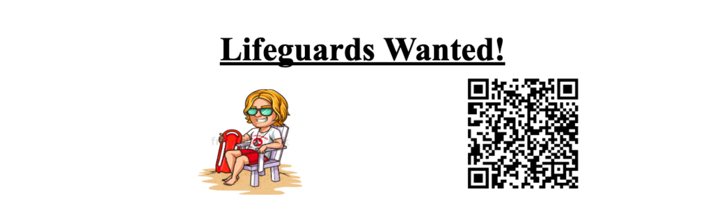 Lifeguards Wanted! Lifeguard sitting in chair with UPC