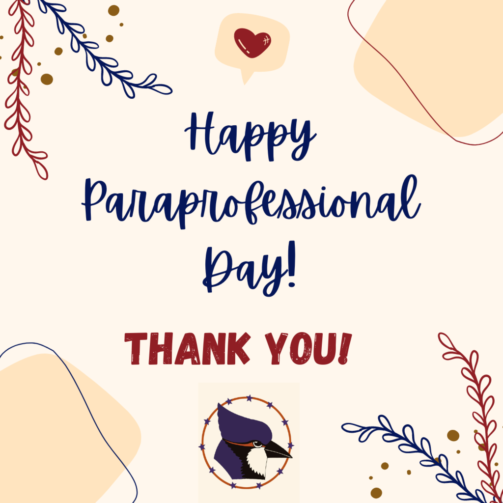 Happy paraprofessional day! Than you! With our bluejay logo and doodles.