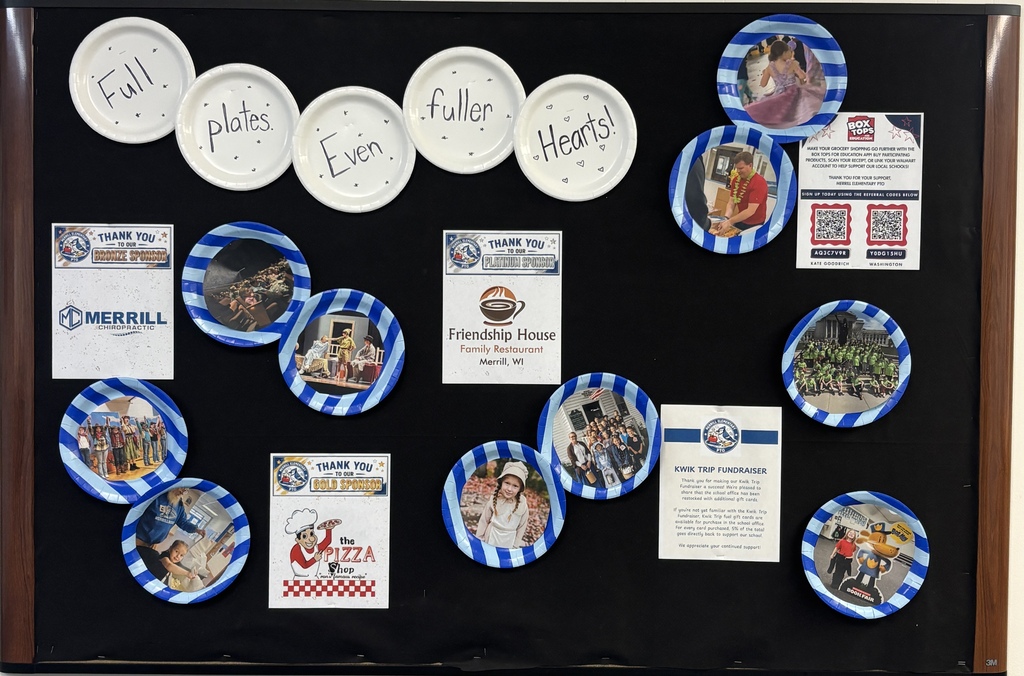 Bulletin Board with plates and pictures on it