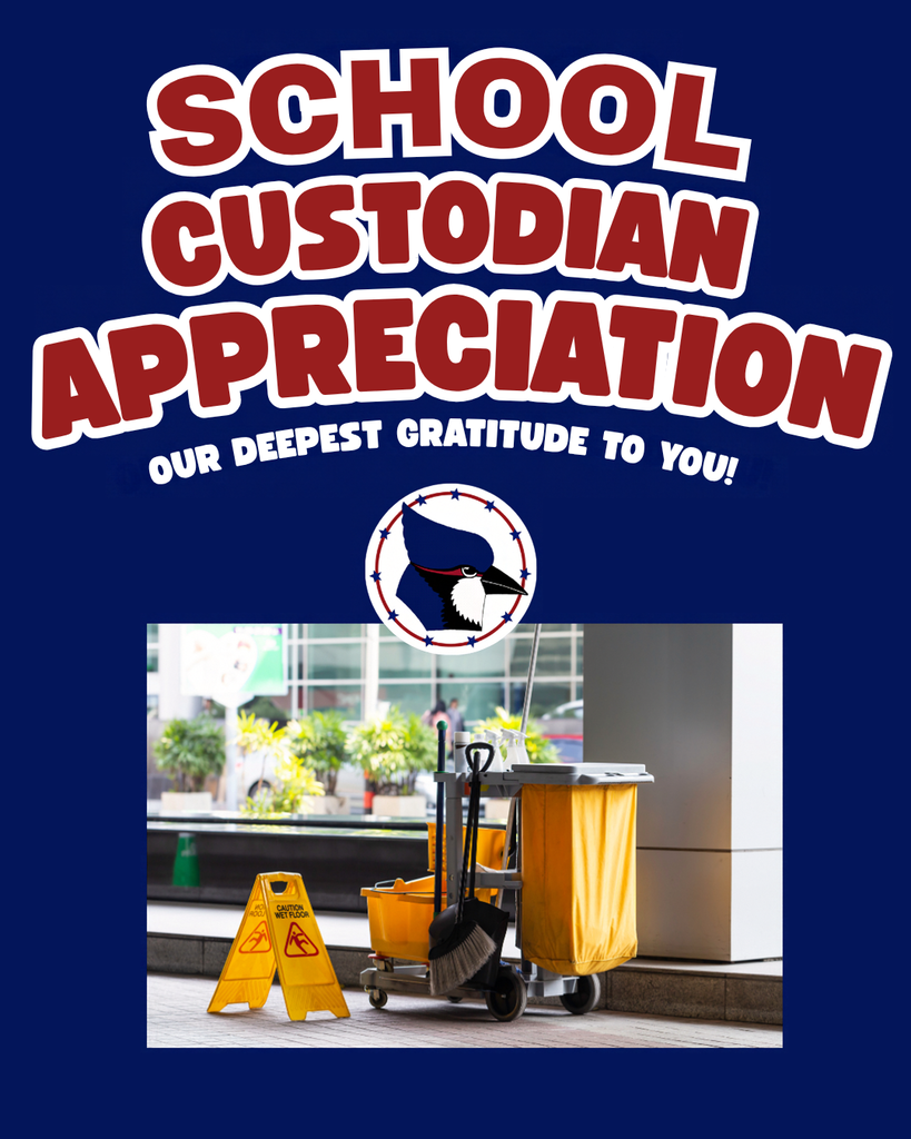 School Custodian Appreciation Our Deepest Gratitude to You! Picture of mop bucket, garbabe