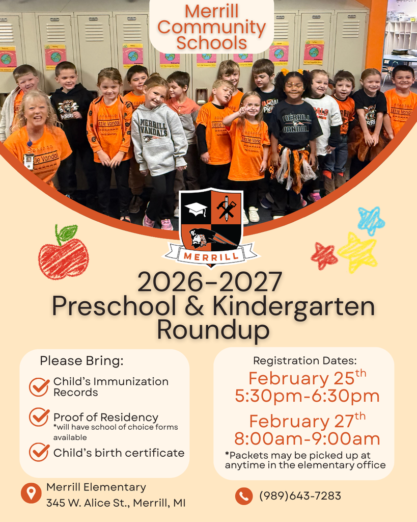 Orange Background with Merrill kindergarteners 