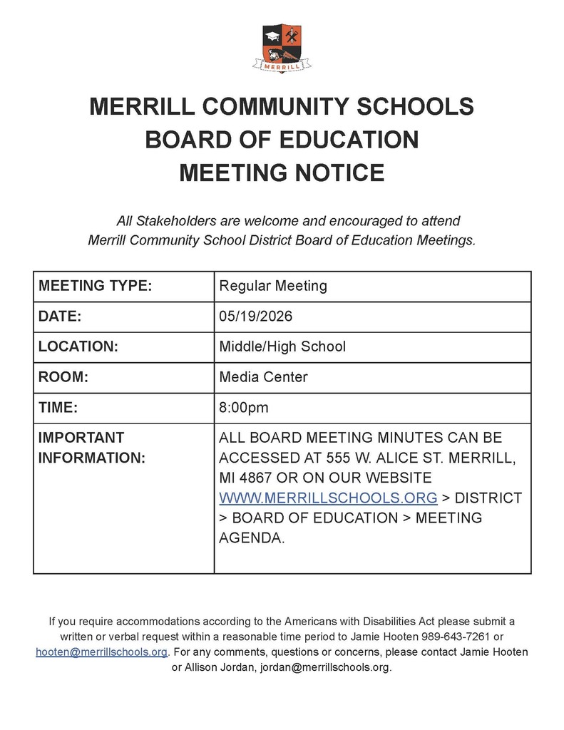 May Board Meeting Notice 